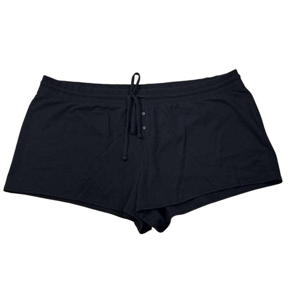 Faded Glory Black Drawstring Waist Plus Size Lightweight Knit Lounge Shorts 3X